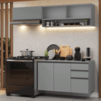 Armário de Cozinha Compacta Suspenso 200cm Cinza Nice Madesa 11