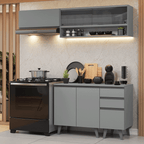 Armário de Cozinha Compacta 200cm Cinza Nice Madesa 14