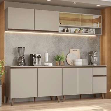 Armário de Cozinha Completa 240 cm Crema Nice Madesa 03