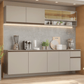Armário de Cozinha Completa 240 cm Suspenso Crema Nice Madesa 05