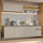 Armário de Cozinha Completa 240 cm Suspenso Crema Nice Madesa 05
