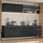 Armário de Cozinha Completa 260 cm Suspenso Preto Nice Madesa 05