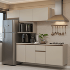 Armário de Cozinha Completa 240 cm Suspensa Crema Nice Madesa 07