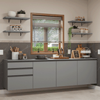 Armário de Cozinha Completa 240cm Suspensa Cinza Nice Madesa 10