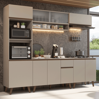 Armário de Cozinha Completa 260 cm Crema Nice Madesa 02
