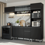 Armário de Cozinha Completa 260 cm Preto Nice Madesa 03