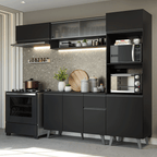 Armário de Cozinha Completa 260 cm Preto Nice Madesa 04