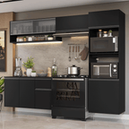 Armário de Cozinha Completa 260 cm Suspenso Preto Nice Madesa 11