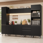 Armário de Cozinha Completa 280 cm Preto Nice Madesa 01