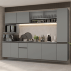 Armário de Cozinha Completa 280 cm Suspensa Cinza Nice Madesa 04