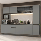 Armário de Cozinha Completa 280 cm Suspensa Cinza Nice Madesa 05
