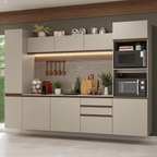 Armário de Cozinha Completa 280cm Suspensa Crema Nice Madesa 06