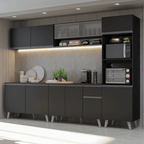 Armário de Cozinha Completa 300 cm Preto Nice Madesa 02