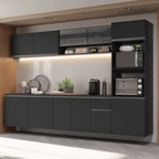 Armário de Cozinha Completa 300 cm Suspenso Preto Nice Madesa 03