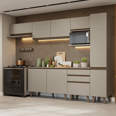 Armário de Cozinha Completa 300cm Crema Nice Madesa 05