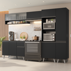 Armário de Cozinha Completa 300 cm Preto Nice Madesa 08