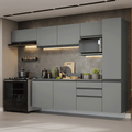 Armário de Cozinha Completa 300cm Suspensa Cinza Nice Madesa 10