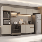 Armário de Cozinha Completa 340 cm Suspenso Crema Nice Madesa 02