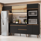 Armário de Cozinha Completa 260 cm Preto Pieta Madesa 01
