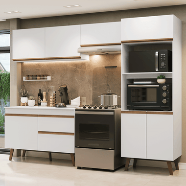 Armário de Cozinha Completa 260 cm Branco Pieta Madesa 02