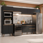 Armário de Cozinha Completa 330 cm Preto Pieta Madesa 01