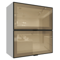 Kit 2 Armários Aéreos de Cozinha 60 cm Branco/Preto Vidro Reflecta Bronze Vinil Madesa