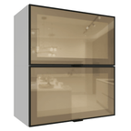 Kit 2 Armários Aéreos de Cozinha 60 cm Branco/Preto Vidro Reflecta Bronze Vinil Madesa