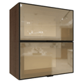 Kit 2 Armários Aéreos de Cozinha 60 cm Rustic/Preto Vidro Reflecta Bronze Vinil Madesa
