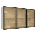 Kit 2 Armários Aéreos de Cozinha 3 Portas 120 cm Branco/Preto Vidro Reflecta Bronze Vinil Madesa