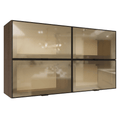 Kit 4 Armários Aéreos de Cozinha 120 cm Rustic/Preto Vidro Reflecta Bronze Vinil Madesa
