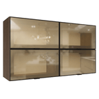 Kit 4 Armários Aéreos de Cozinha 120 cm Rustic/Preto Vidro Reflecta Bronze Vinil Madesa