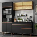 Armário de Cozinha Compacta 190cm Preto/Rustic Reims Madesa 02