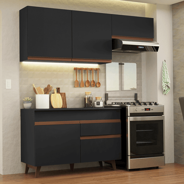 Armário de Cozinha Compacta 190cm Preto Reims Madesa 04