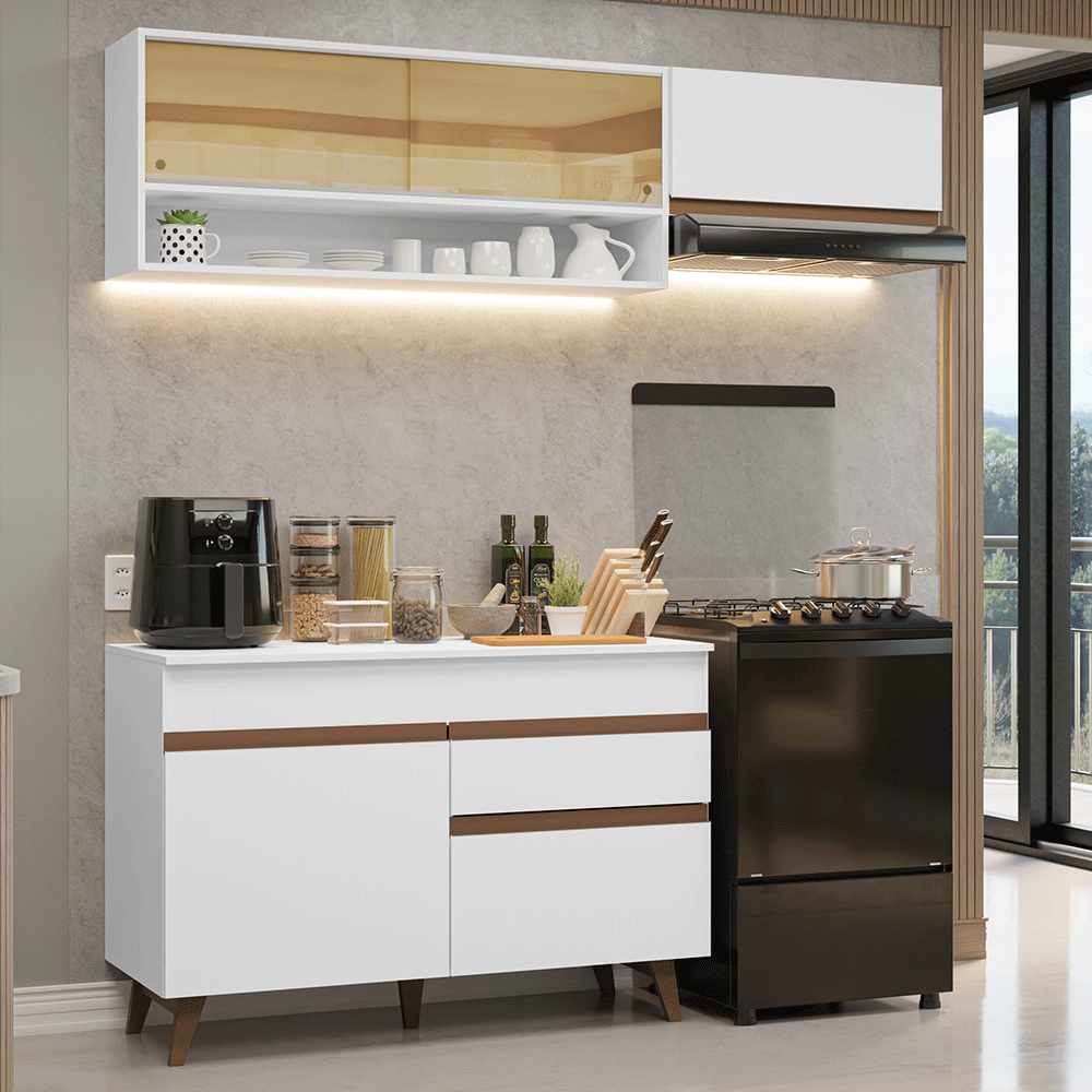 Armário de Cozinha Compacta 190cm Branco Reims Madesa 06