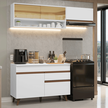 Armário de Cozinha Compacta 190cm Branco Reims Madesa 06