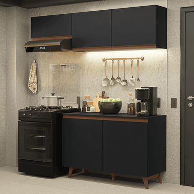 Armário de Cozinha Compacta 190cm Preto Reims Madesa 08