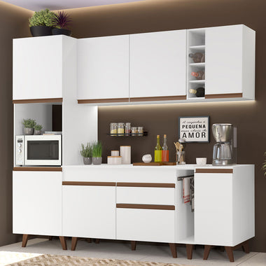 Armário de Cozinha Completa 235cm Branco Reims Madesa 02