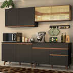 Armário de Cozinha Completa 240cm Preto/Rustic Reims Madesa 01