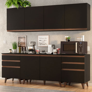 Armário de Cozinha Completa 240cm Preto/Rustic Reims Madesa 02