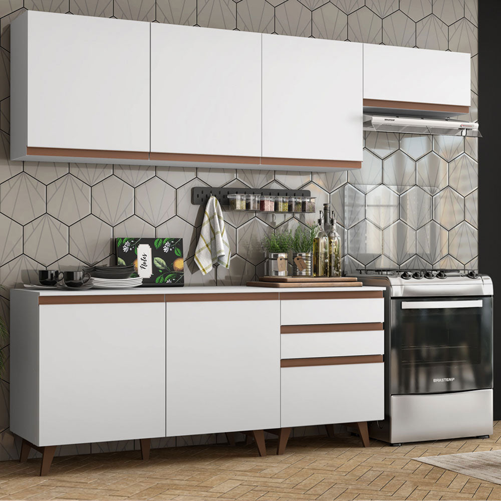 Armário de Cozinha Completa 250cm Branco Reims Madesa 02
