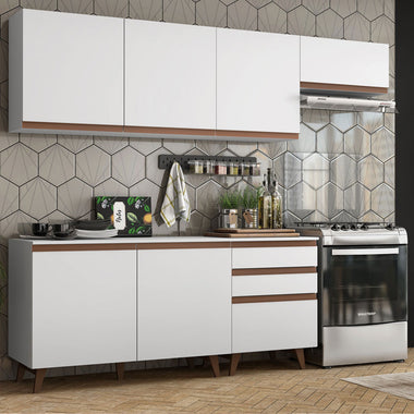 Armário de Cozinha Completa 250cm Branco Reims Madesa 02