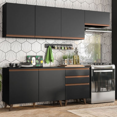 Armário de Cozinha Completa 250cm Preto Reims Madesa 02