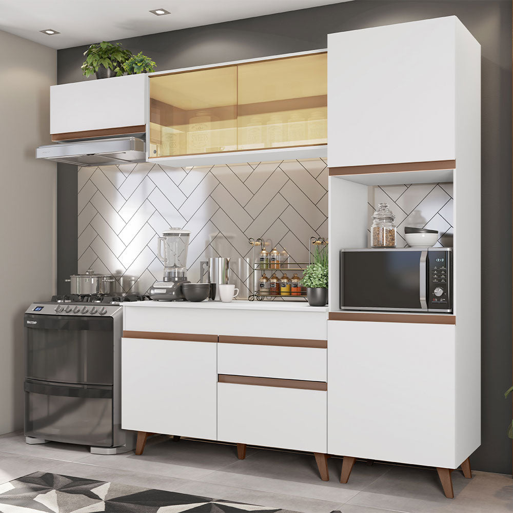 Armário de Cozinha Completa 250cm Branco Reims Madesa 03