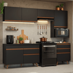 Armário de Cozinha Completa 250cm Preto Reims Madesa 07