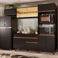 Armário de Cozinha Completa 260cm Preto Reims Madesa 01