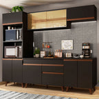 Armário de Cozinha Completa 260cm Preto Reims Madesa 02