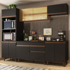 Armário de Cozinha Completa 260cm Preto/Rustic Reims Madesa 02