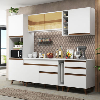 Armário de Cozinha Completa 260cm Branco Reims Madesa 04