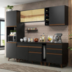 Armário de Cozinha Completa 260cm Preto Reims Madesa 04