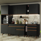Armário de Cozinha Completa 260cm Preto Reims Madesa 05